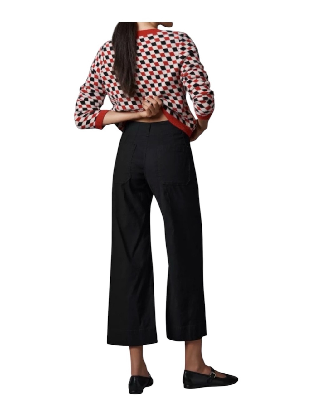 MAEVE Anthropologie Colette Black Wide Leg Cropped High Waist Pant EUC Sz 30 - Picture 2 of 10